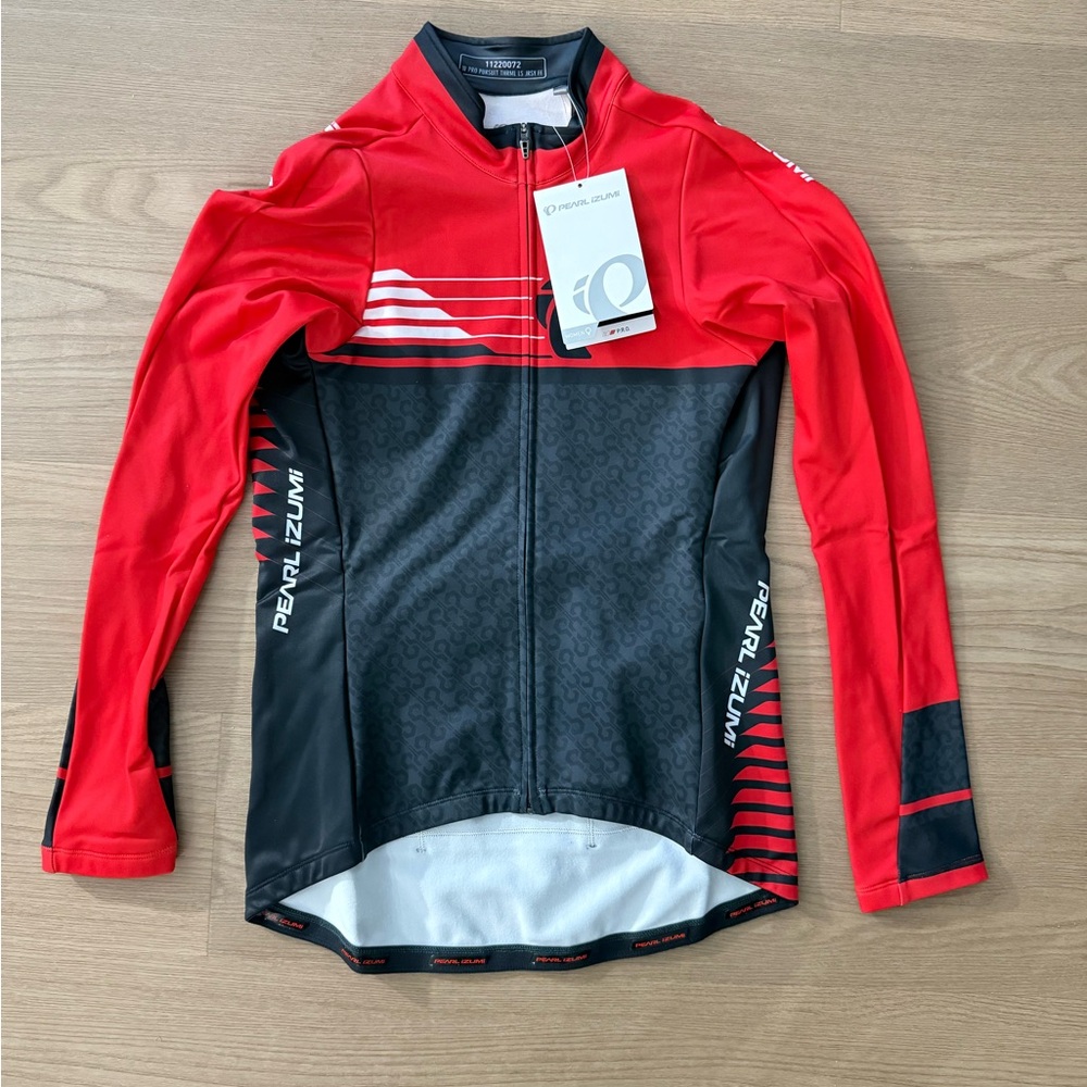 Pearl Izumi Women Soft Thermal Cycling Full Zip Red & Black Pockets Size L